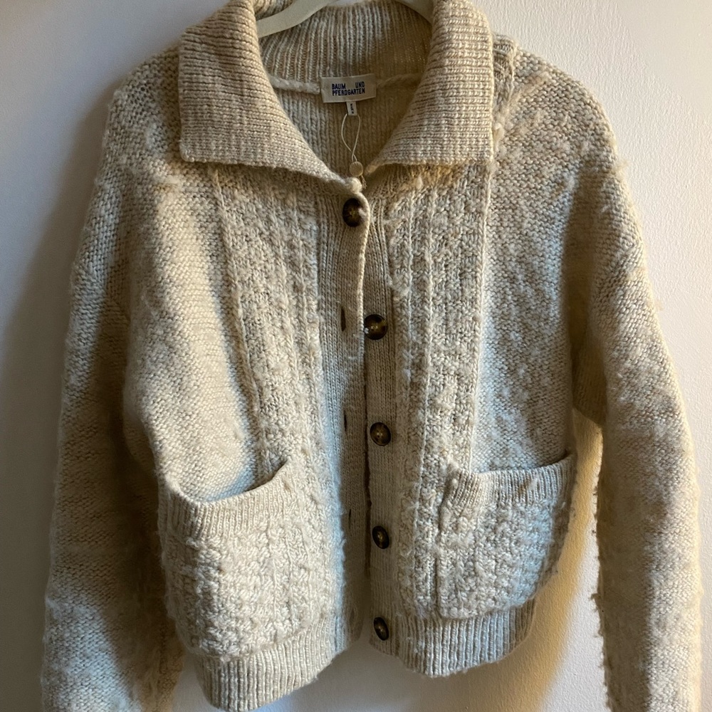 Beige Knit Button Sweater